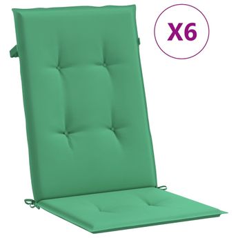 vidaXL Garden Highback Chair Cushions 6 pcs Green 120x50x3 cm Fabric