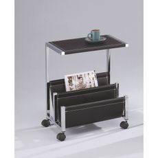 KONDELA Mazza side table on wheels black / chrome