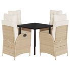 vidaXL 5 Piece Garden Dining Set with Cushions Beige Poly Rattan