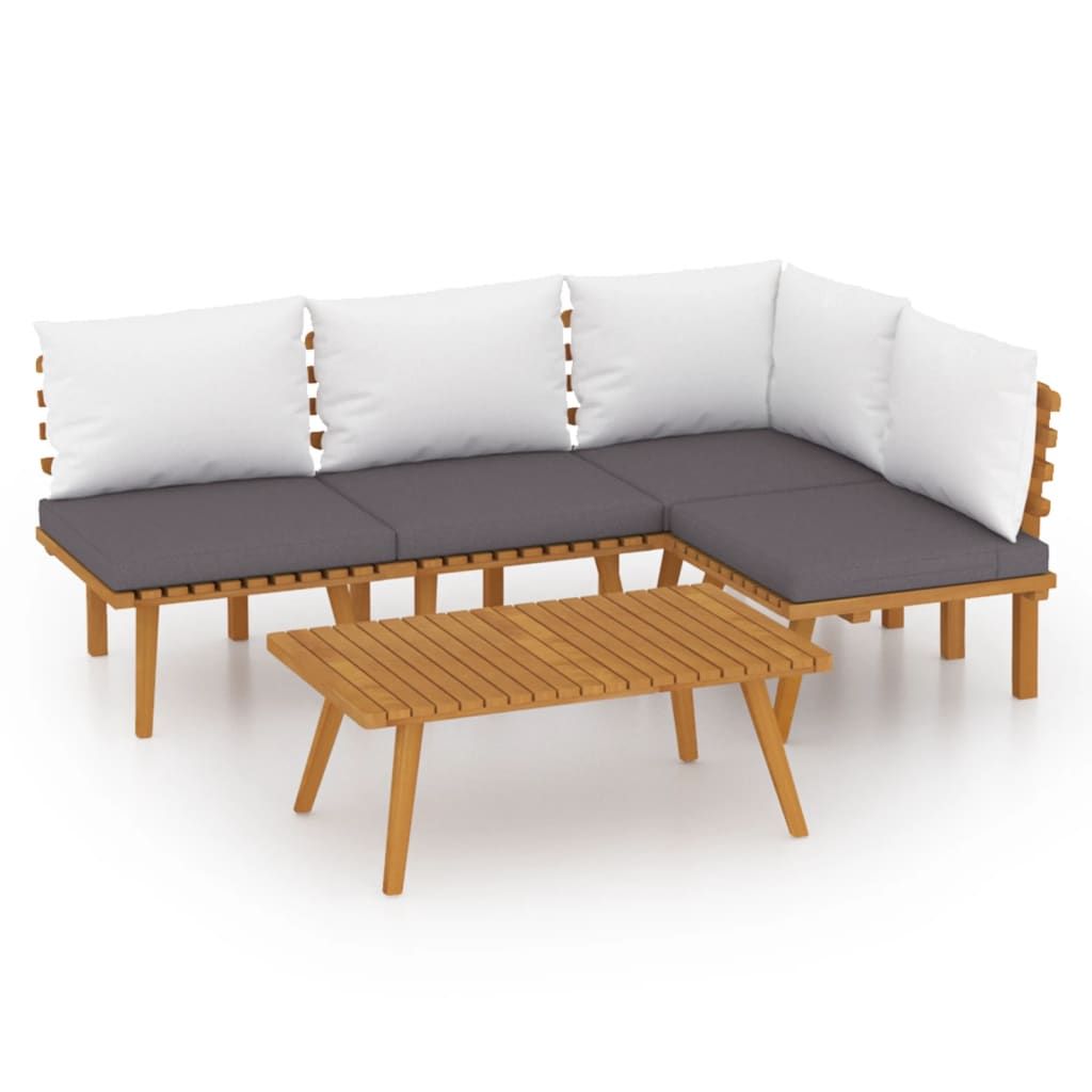 vidaXL 5 Piece Garden Lounge Set with Cushions Solid Acacia Wood