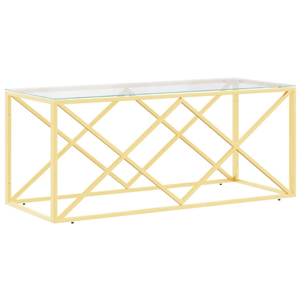 vidaXL Coffee Table 43.3"x17.7"x17.7" Stainless Steel and Glass