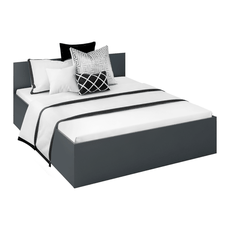 Bed with metal grid and storage space, 160x200, graphite, DOLI