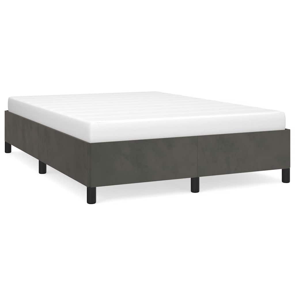 vidaXL Bed Frame without Mattress Dark Gray 53.9"x74.8" Velvet