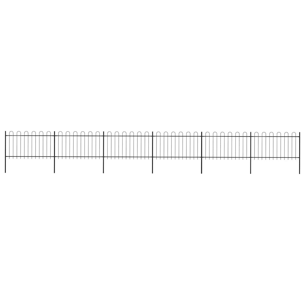 vidaXL Garden Fence with Hoop Top Steel 1070x100 cm Black
