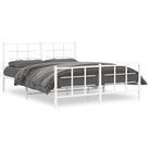 vidaXL Metal Bed Frame without Mattress with Footboard White 59.1"x78.7"