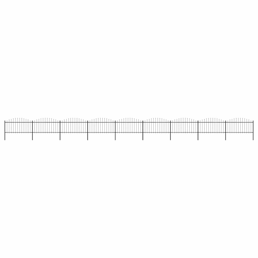 vidaXL Garden Fence with Spear Top Steel 1603.5x150 cm Black