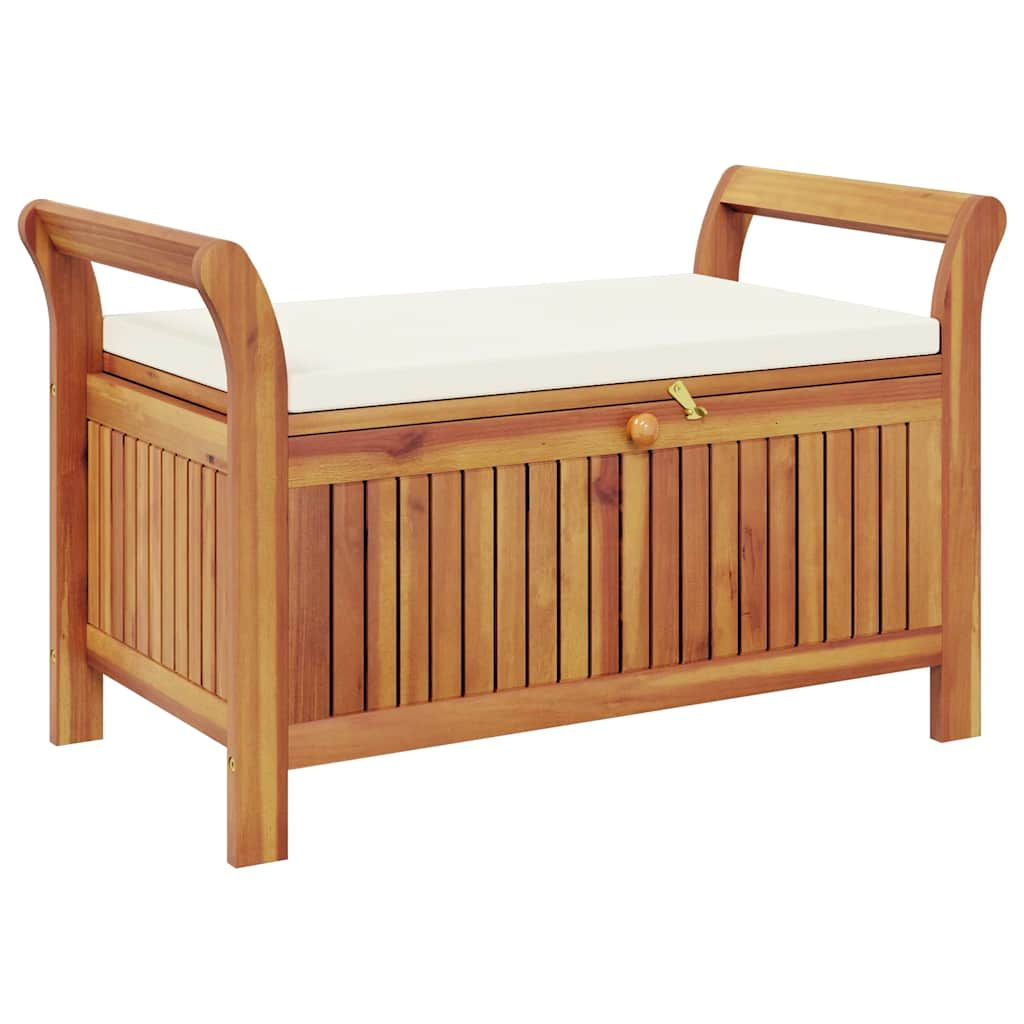vidaXL Patio Storage Bench with Cushion 35.8" Solid Wood Acacia