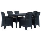 vidaXL 7 Piece Patio Dining Set Plastic Anthracite Rattan Look