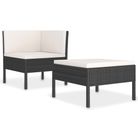 vidaXL 2 Piece Patio Lounge Set with Cushions Poly Rattan Black