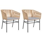 vidaXL Garden Chairs 2 pcs with Cushions Brown Poly Rattan