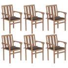 vidaXL Stackable Garden Chairs with Cushions 6 pcs Solid Teak Wood