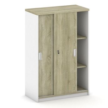 Skříň zasouvací MIRELLI, 800 x 400 x 1200 mm, bílá/dub sonoma