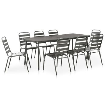 vidaXL 9 Piece Patio Dining Set Steel Dark Gray