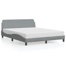 vidaXL Bed Frame "Dover" Light Gray 59.8"x79.9" Fabric