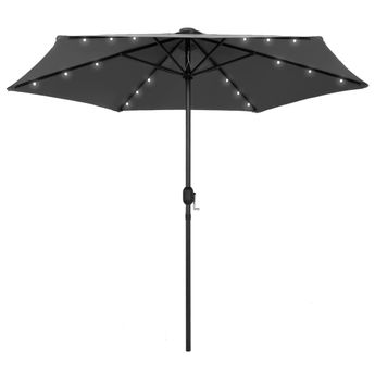 vidaXL Garden Parasol with LED Lights and Aluminum Pole 106.3" Anthracite