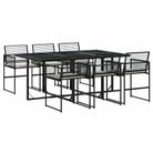 vidaXL 7 Piece Patio Dining Set with Cushions Black Poly Rattan