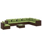 vidaXL 9 Piece Garden Lounge Set with Cushions Poly Rattan Brown