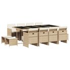 vidaXL 13 Piece Patio Dining Set with Cushions Beige Poly Rattan