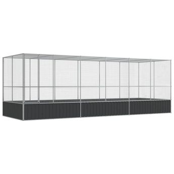 vidaXL Aviary with Extension Silver 246.1"x81.5"x83.5" Steel