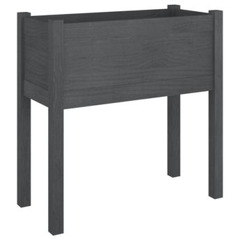 vidaXL Garden Planter Gray 27.6"x12.2"x27.6" Solid Wood Pine