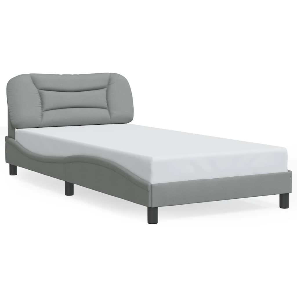 vidaXL Bed Frame without Mattress "Hvar" Light Gray 39.4"x74.8" Fabric