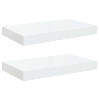 vidaXL Floating Wall Shelves 2 pcs High Gloss White 15.7"x9.1"x1.5" MDF