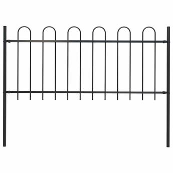 vidaXL Garden Fence BOXTEL with Hoop Top Steel 181x100 cm Black