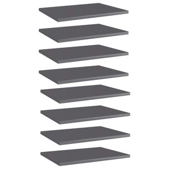 vidaXL Bookshelf Boards 8 pcs High Gloss Grey 40x30x1.5 cm Engineered Wood