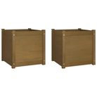 vidaXL Garden Planters 2 pcs Honey Brown 19.7"x19.7"x19.7" Solid Wood Pine