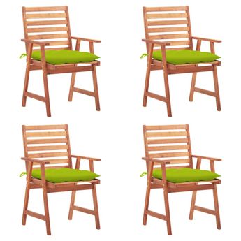 vidaXL Outdoor Dining Chairs 4 pcs with Cushions Solid Acacia Wood