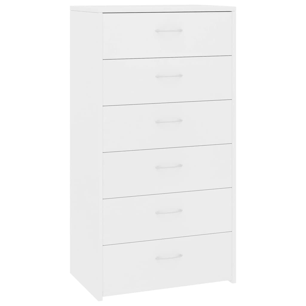 vidaXL Sideboard with 6 Drawers White 19.7"x13.4"x37.8" Engineered Wood
