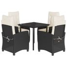 vidaXL 5 Piece Garden Dining Set with Cushions Black Poly Rattan