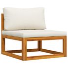 vidaXL Sectional Middle Sofa & Cream White Cushion Solid Acacia Wood