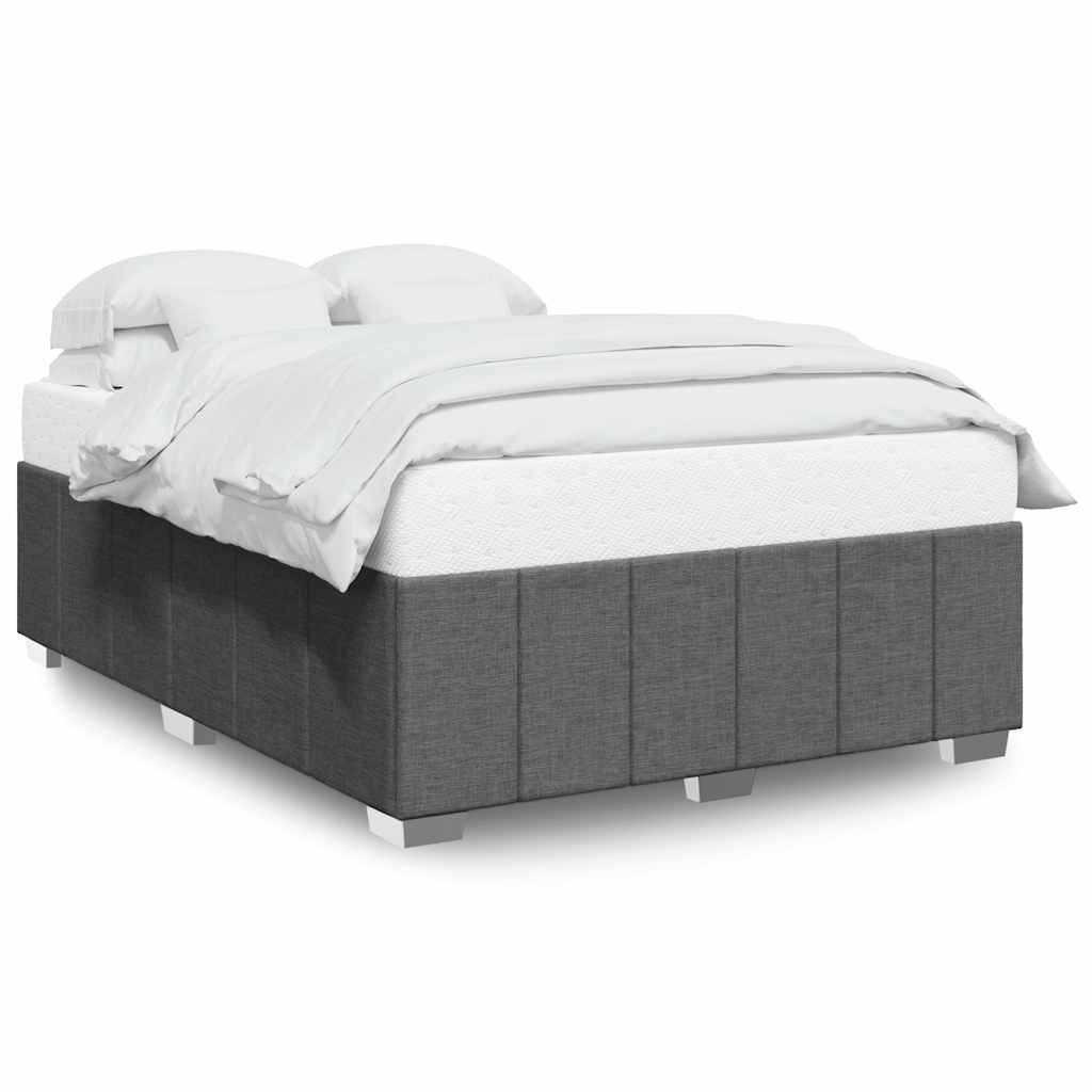 vidaXL Bed Frame without Mattress Dark Gray Queen Fabric