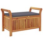 vidaXL Patio Storage Bench with Cushion 35.8" Solid Wood Acacia