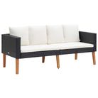 vidaXL 2-Seater Patio Sofa with Cushions Poly Rattan Black