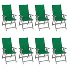 vidaXL Garden Reclining Chairs with Cushions 8 pcs Grey Acacia Wood