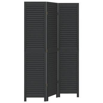 vidaXL Room Divider 3 Panels Black Solid Wood Paulownia