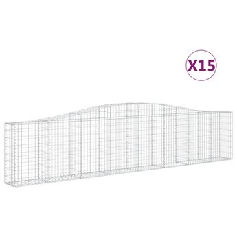 vidaXL Arched Gabion Baskets 15 pcs 400x30x80/100 cm Galvanised Iron
