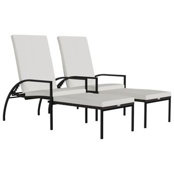 vidaXL Sun Loungers 2 pcs with Footrest PE Rattan Brown