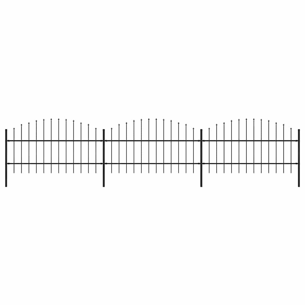 vidaXL Garden Fence with Spear Top Steel 537x100 cm Black