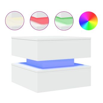 vidaXL Coffee Table with LED Lights White 19.7"x19.7"x15.7"