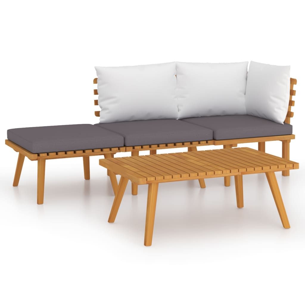 vidaXL 4 Piece Garden Lounge Set with Cushions Solid Acacia Wood