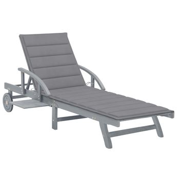 vidaXL Patio Sun Lounger with Cushion Solid Acacia Wood