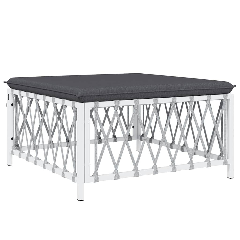 vidaXL Garden Footstool with Cushion White Woven Fabric