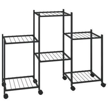 vidaXL Flower Stand with Wheels 32.7"x9.8"x25" Black Iron