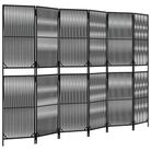 vidaXL Room Divider 6 Panels Black Poly Rattan