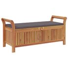 vidaXL Patio Storage Bench with Cushion 49.6" Solid Wood Acacia