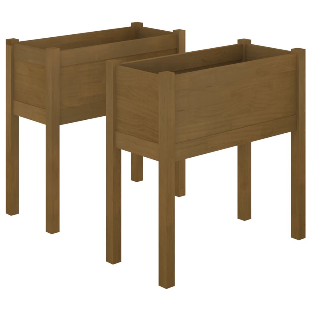 vidaXL Garden Planters 2 pcs Honey Brown 27.6"x12.2"x27.6" Solid Wood Pine