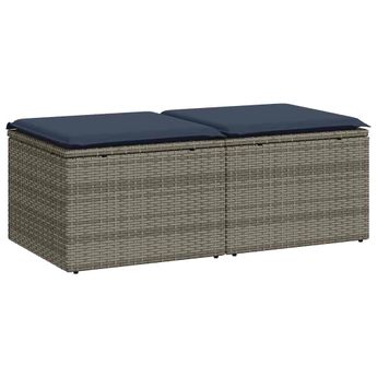 vidaXL 2 Piece Garden Sofa Set with Cushions Grey Poly Rattan Acacia